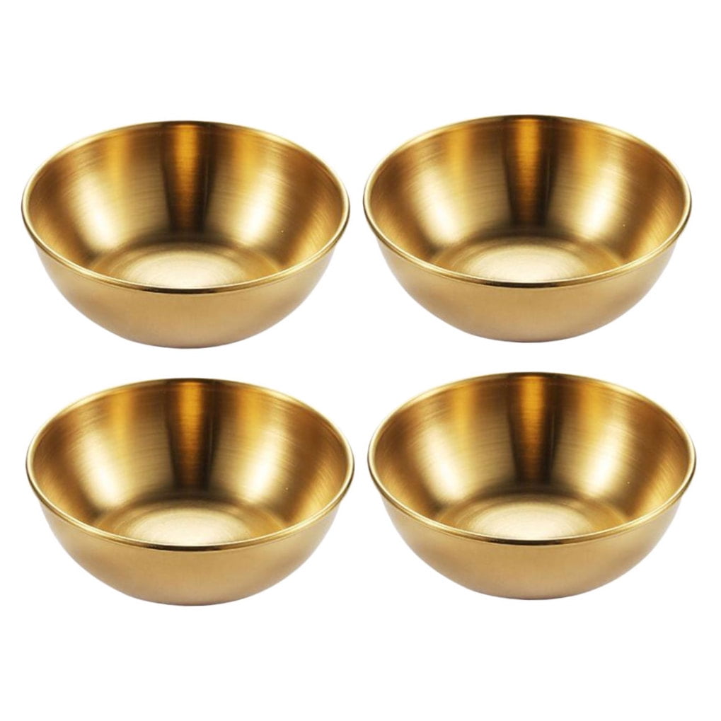 SKISUNO 4-Piece Golden Dipping Sauce Dishes Set for Home and Restaurant Use
