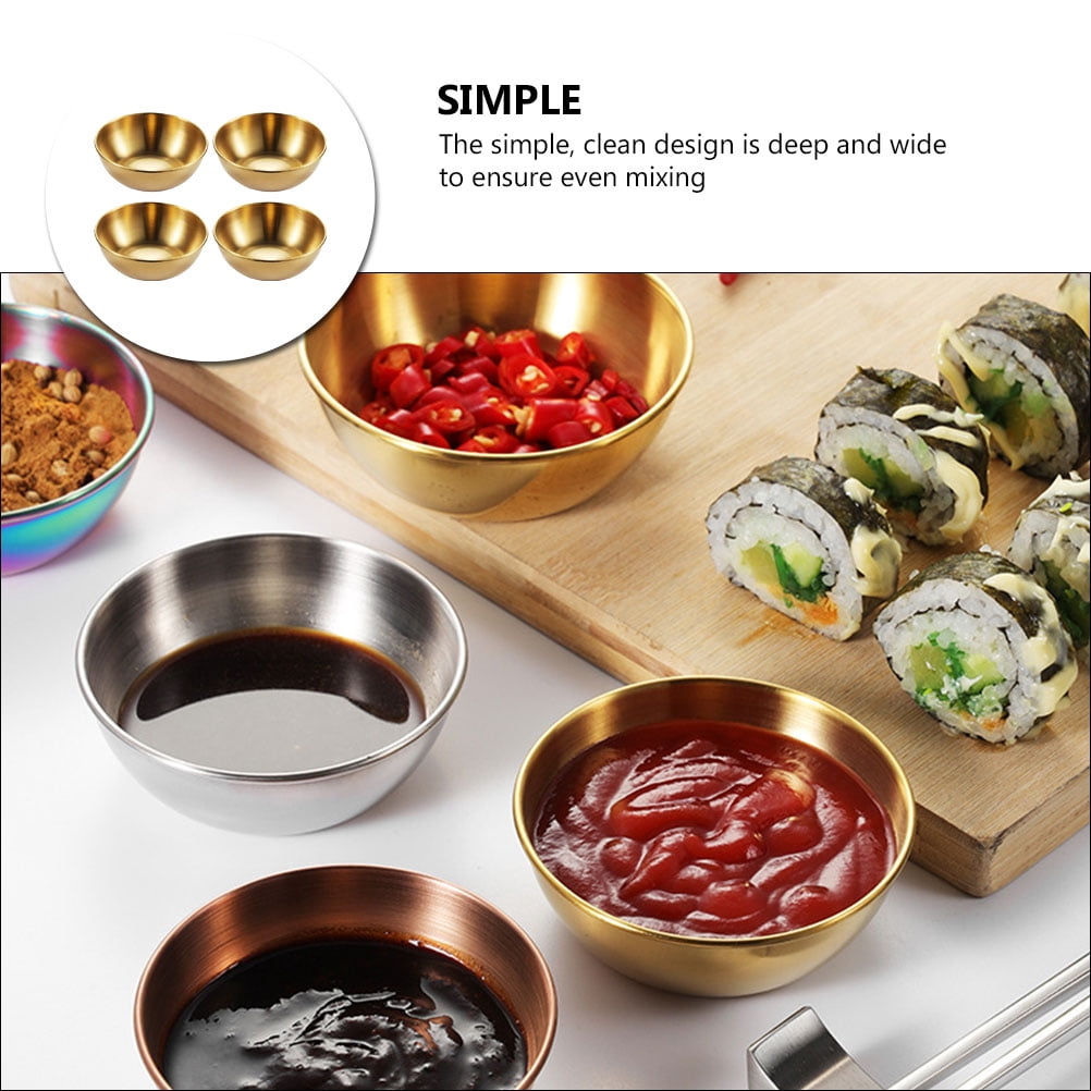 SKISUNO 4-Piece Golden Dipping Sauce Dishes Set for Home and Restaurant Use