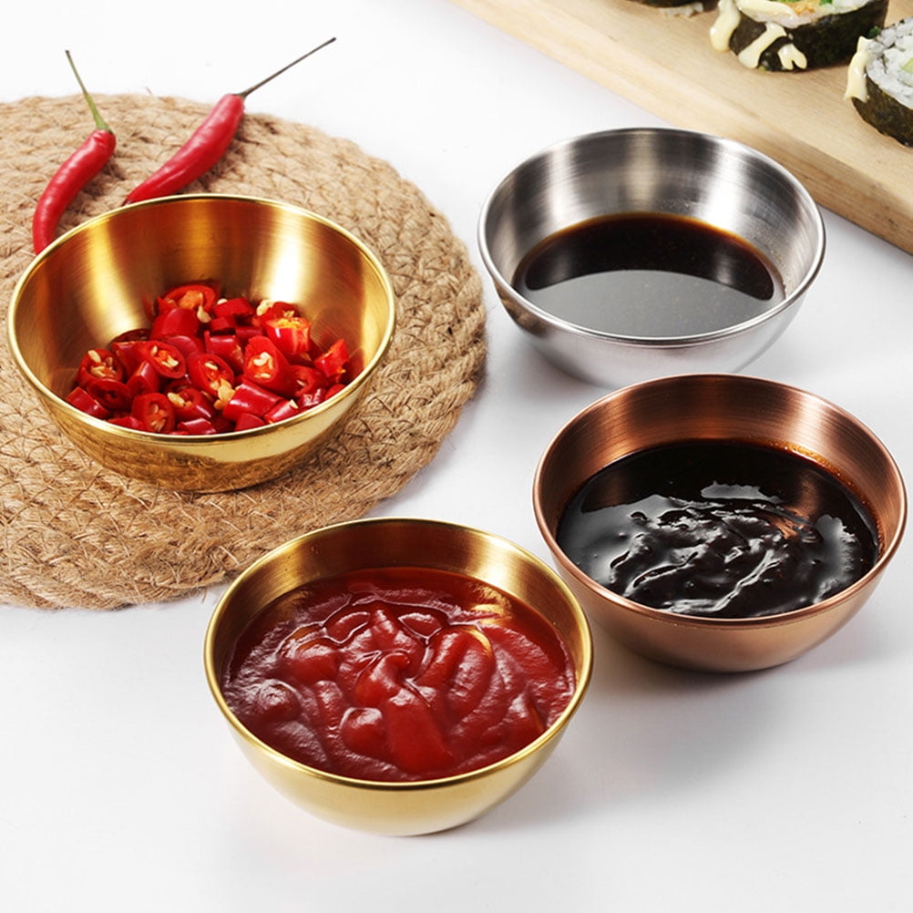 SKISUNO 4-Piece Golden Dipping Sauce Dishes Set for Home and Restaurant Use