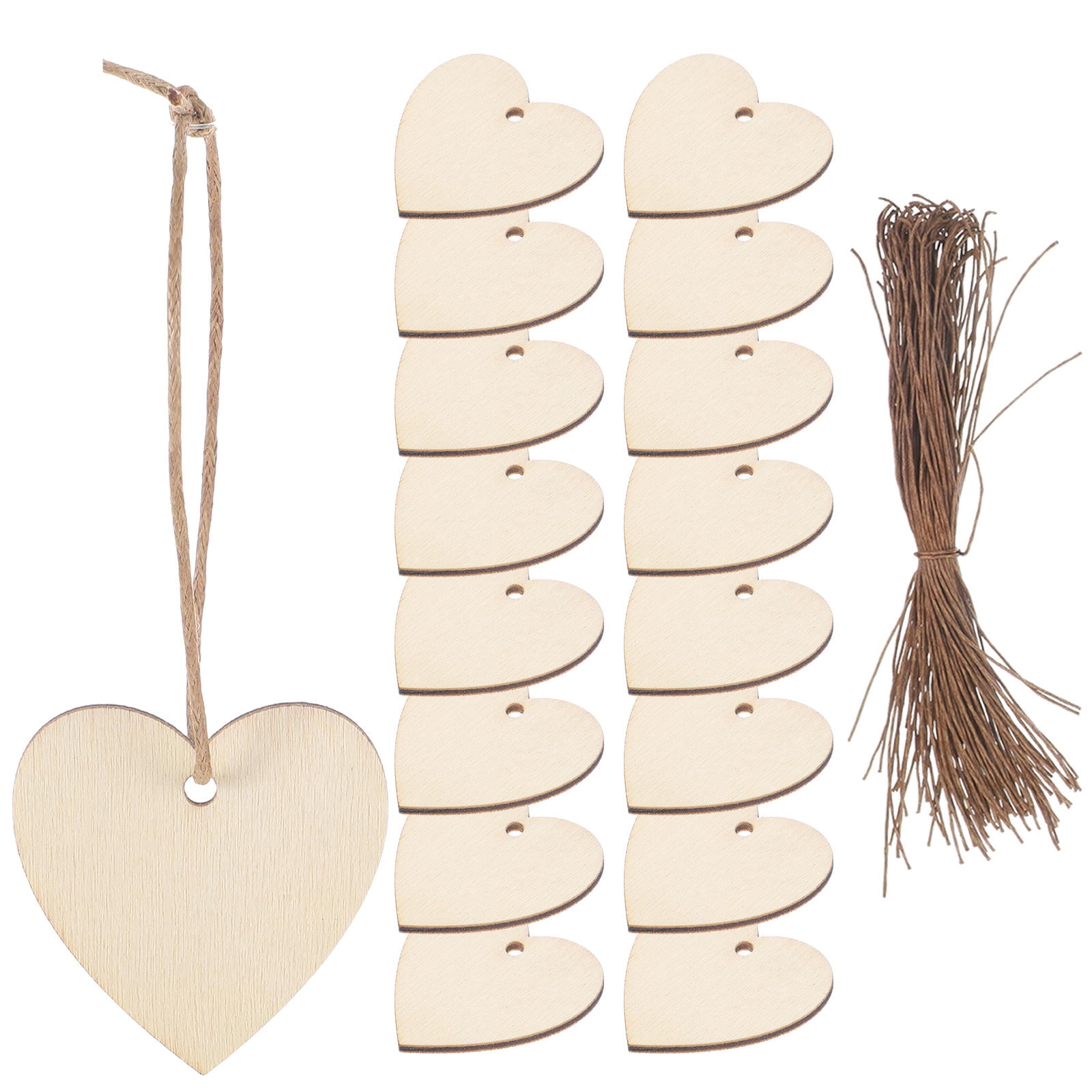 HOOWIFFY 200Pcs Unfinished Wooden Heart Shapes for Crafts