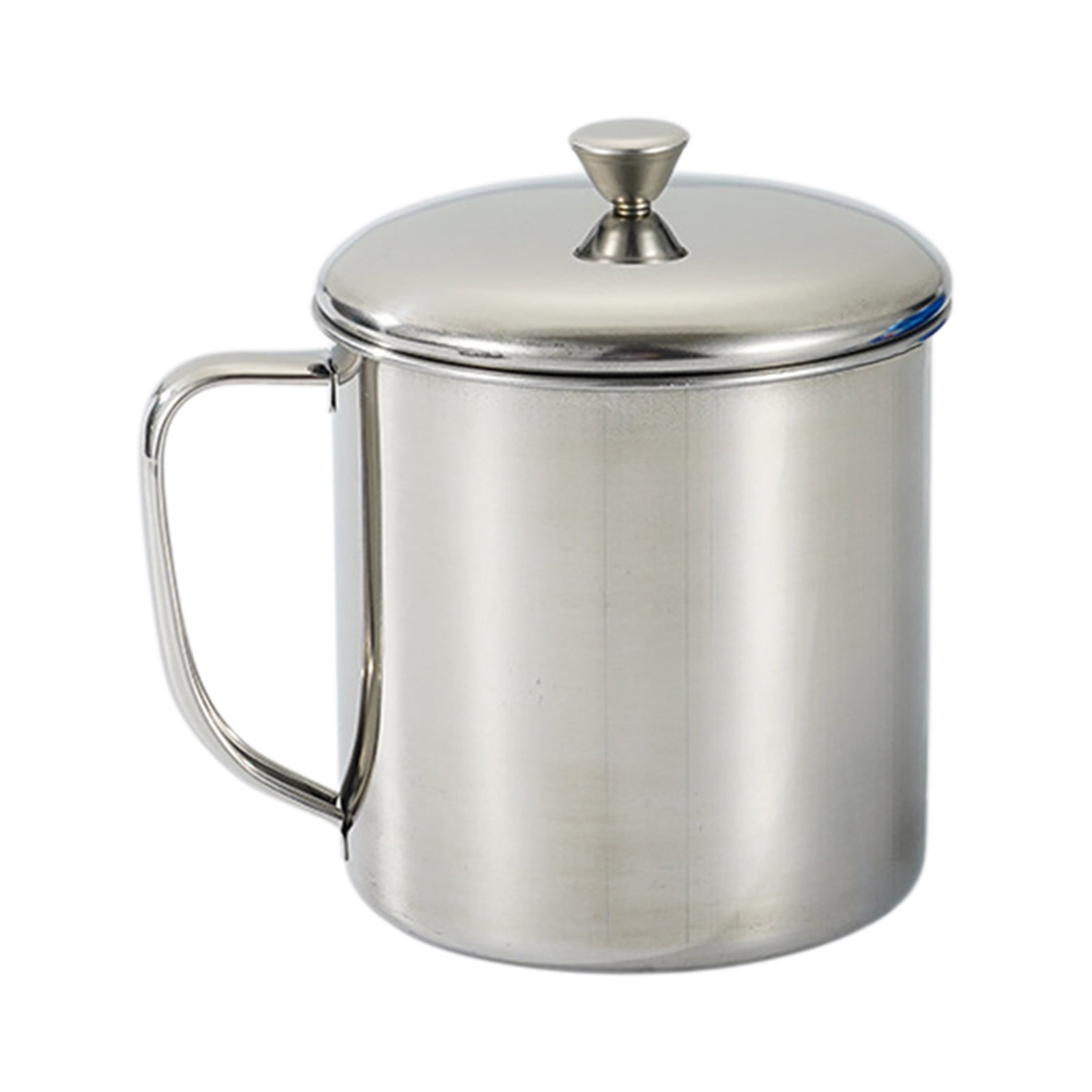 Stainless Steel Coffee Cup - Metal Tea Mug with Lid and Handle for Camping and Everyday Use S Silver