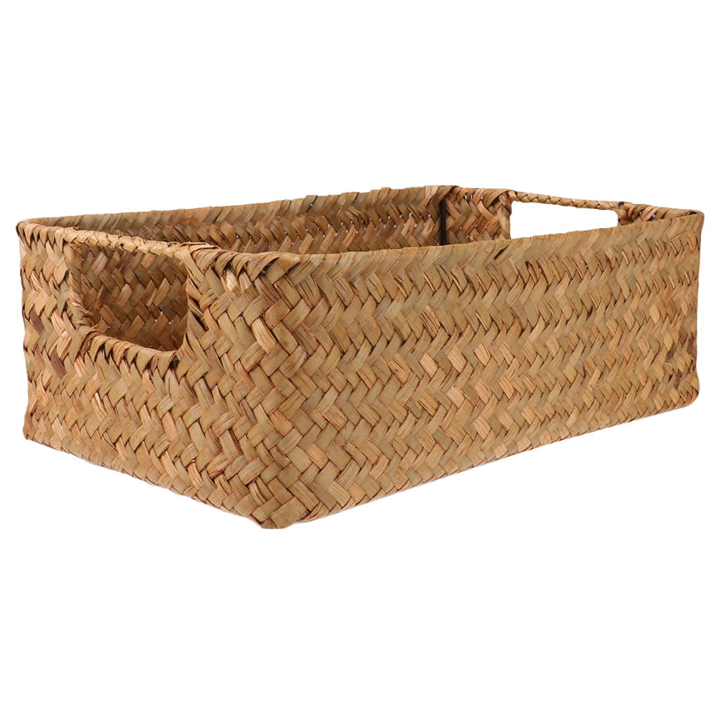 HOOWIFFY Handwoven Light Brown Straw Basket for Home Storage
