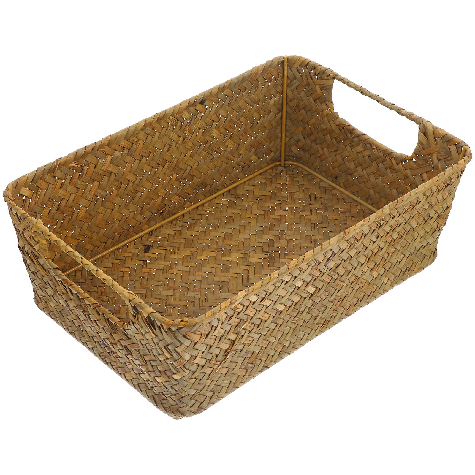 HOOWIFFY Handwoven Light Brown Straw Basket for Home Storage