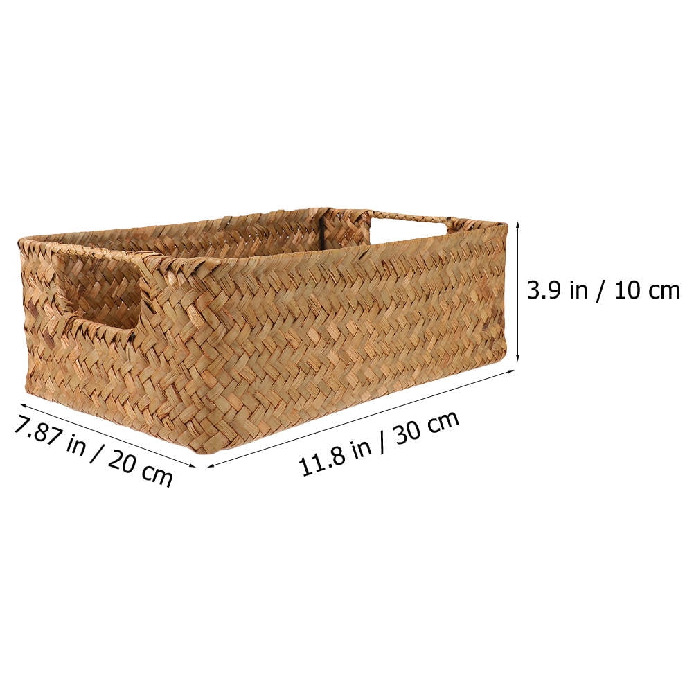 HOOWIFFY Handwoven Light Brown Straw Basket for Home Storage