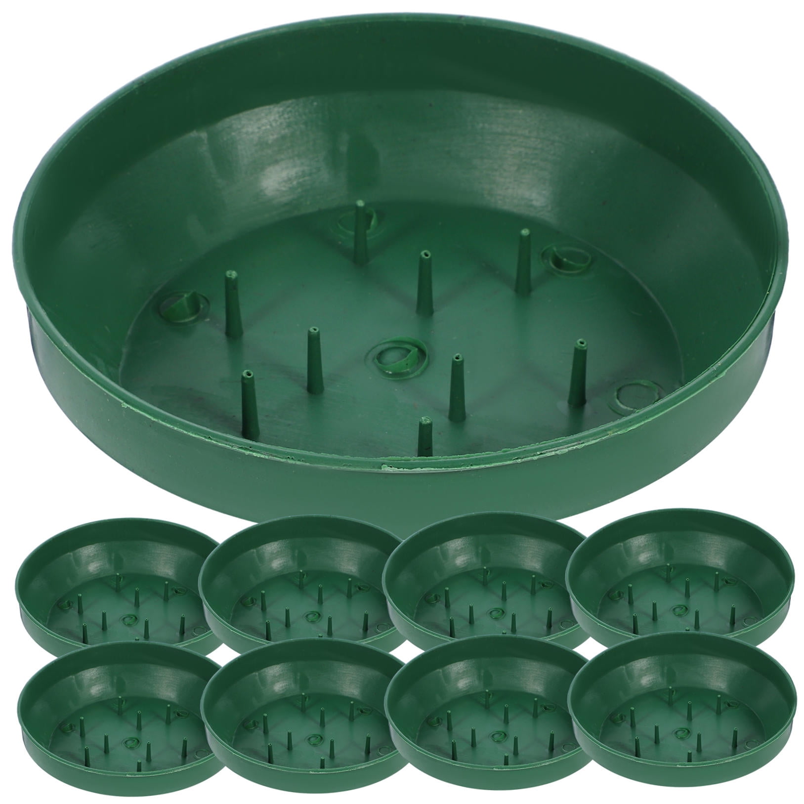 HOOWIFFY Green Plastic Flower Arrangement Plates 5.7 x 5.7 x 1.6 Inches Floral Craft Supplies for Decorations