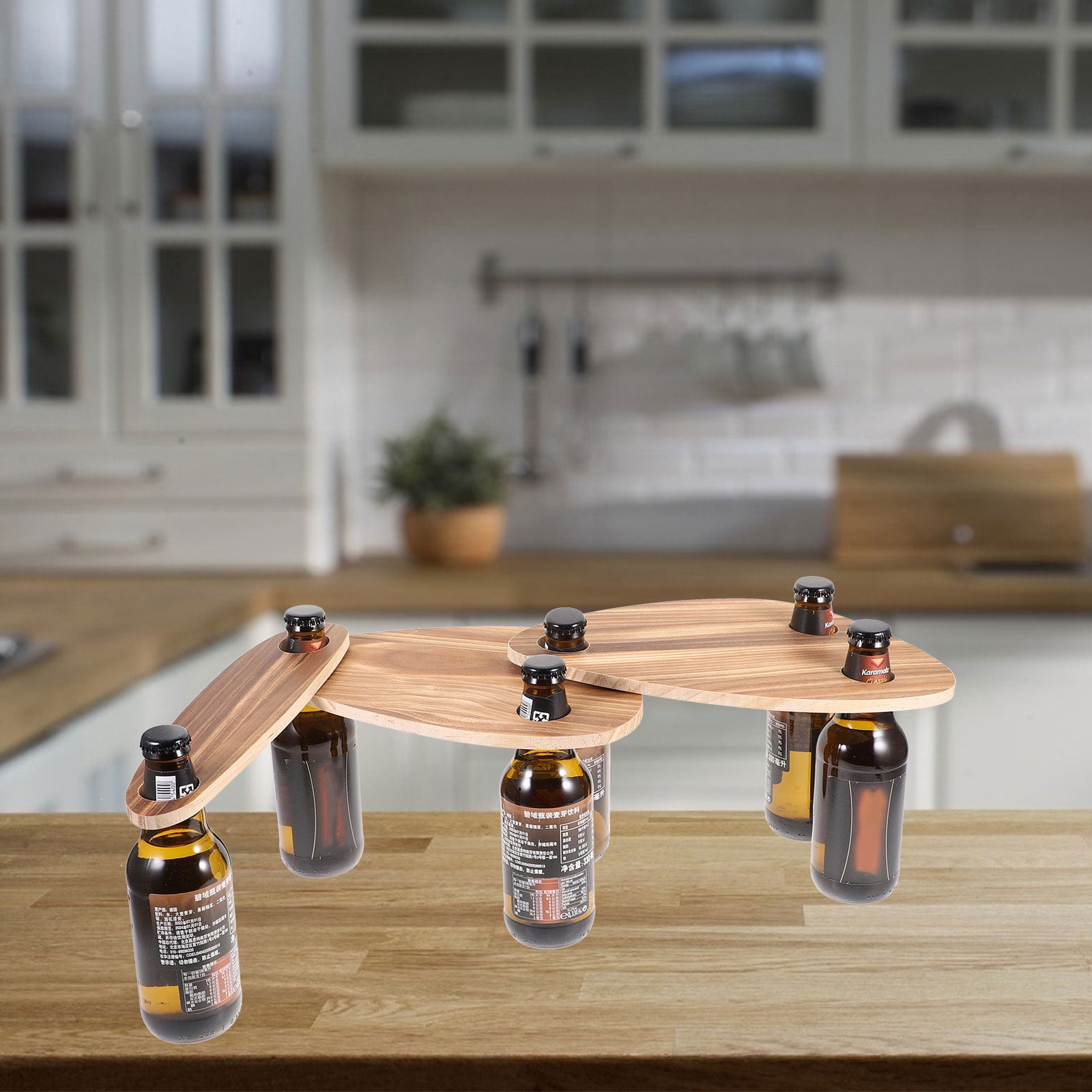 SKISUNO 3-Piece Wine Bottle Stoppers with Floating Cheese Plates