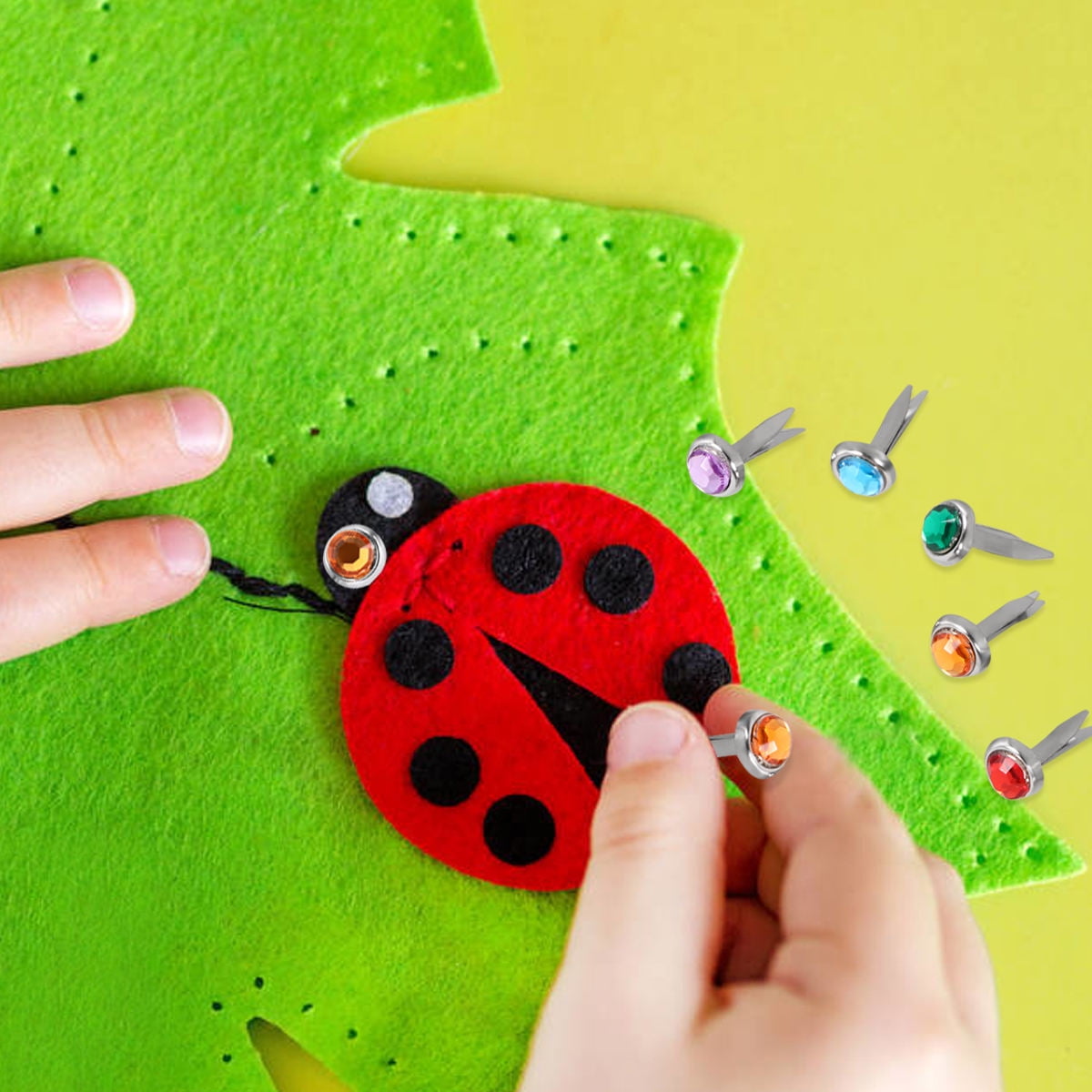 HOOWIFFY Decorative Brads For Crafting Mini Alloy Round Assorted Color 50Pcs 0.5x0.5x2cm