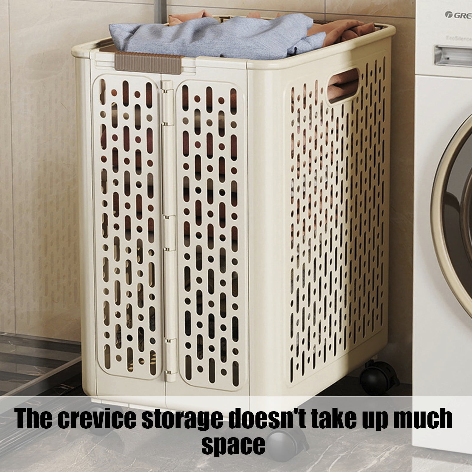 Chmadoxn Collapsible Laundry Hamper with Wheels - Foldable Storage Basket for Clothes