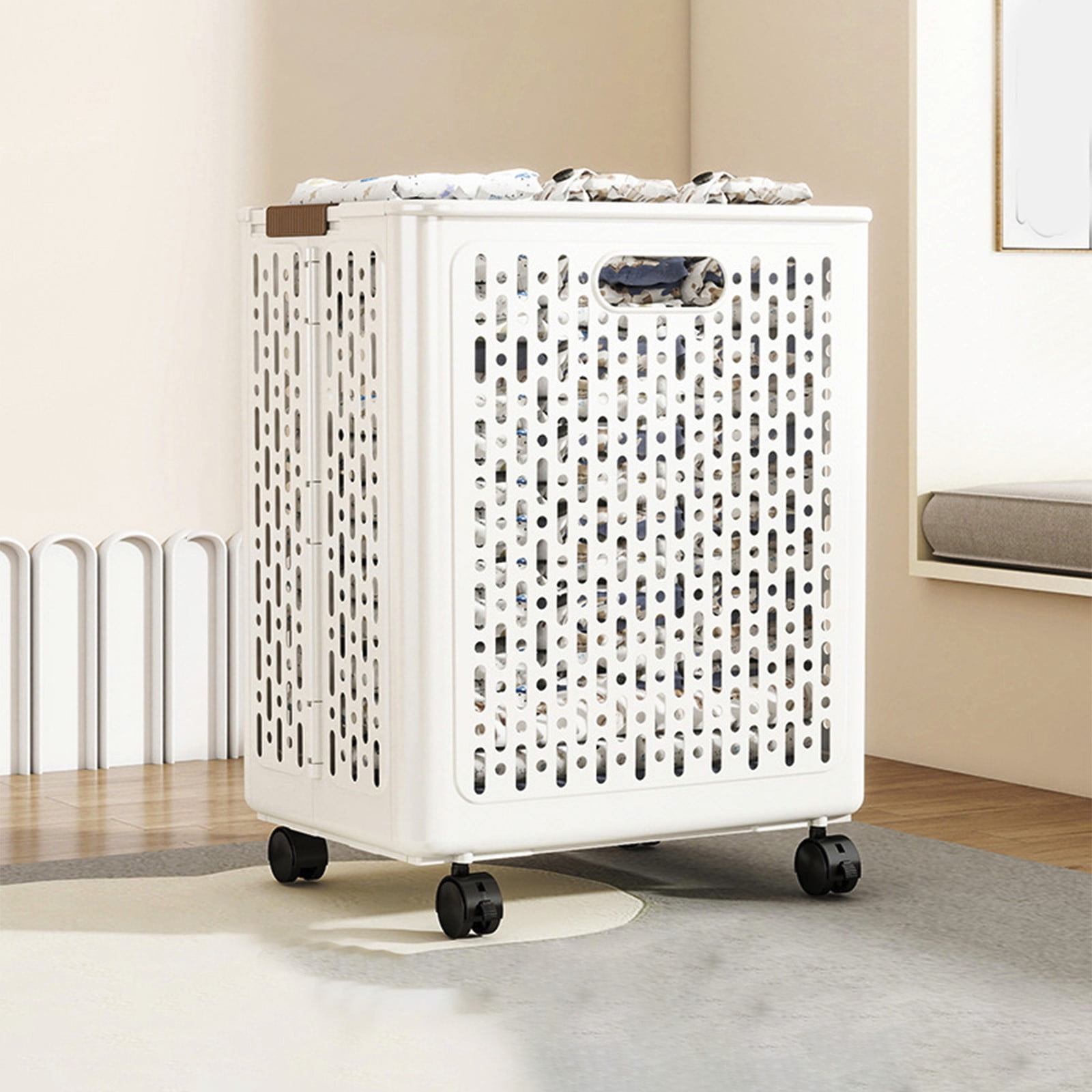 Chmadoxn Collapsible Laundry Hamper with Wheels - Foldable Storage Basket for Clothes Chmadoxn Collapsible Laundry Hamper with Wheels - Foldable Storage Basket for Clothes