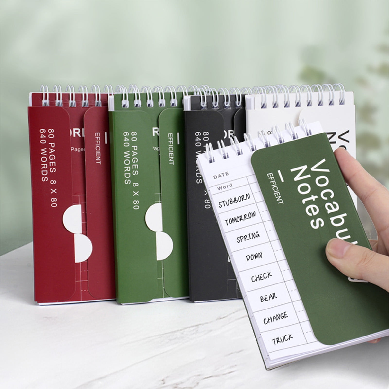 Kdkad Mini Spiral Memo Pads - Pocket-Sized Coil Notebook Set with Ring Binding for Vocabulary, Study Notes & Lists (3x5 inch Travel Notepads)u200bu200b 2.9×5.3 in Green
