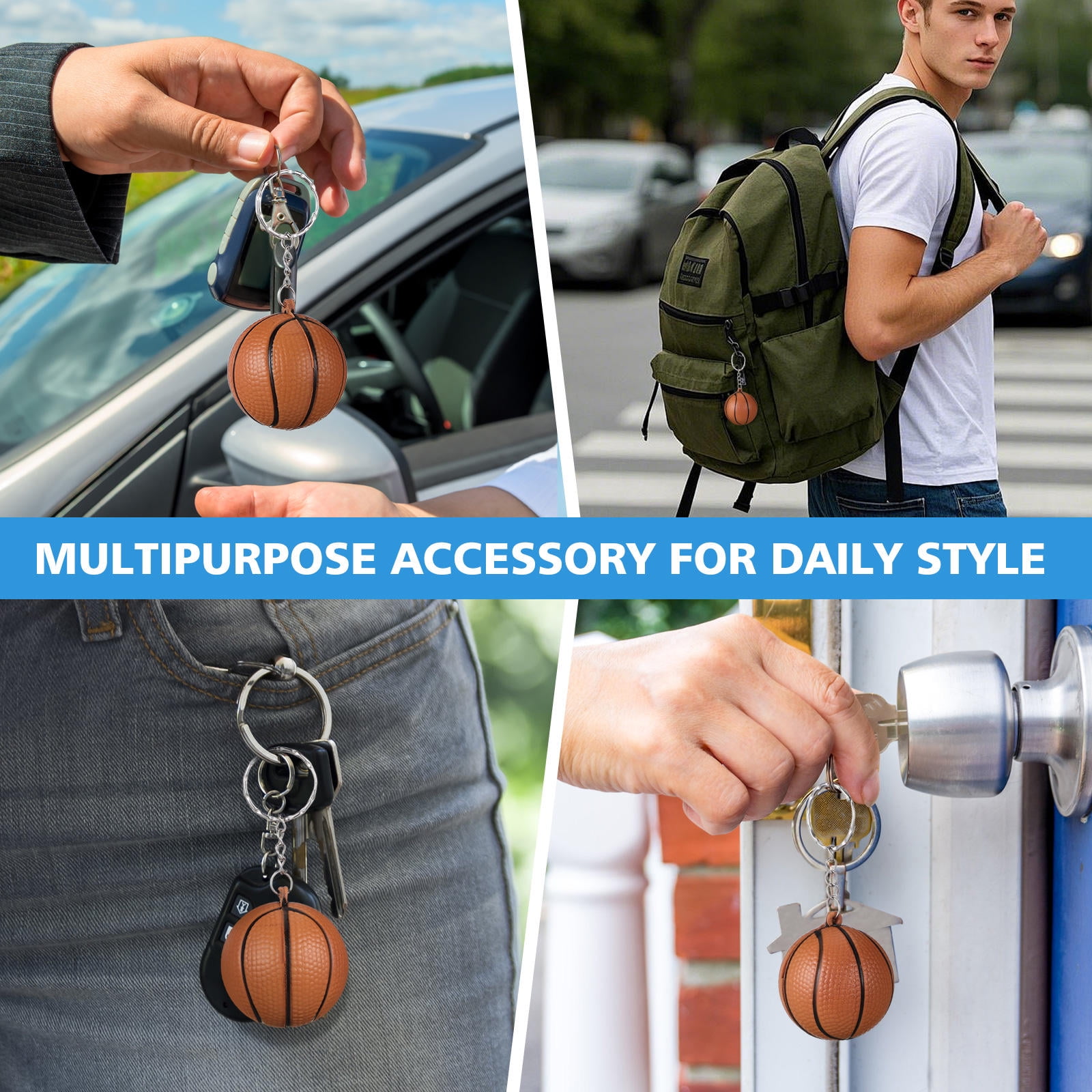 HOOWIFFY 24pcs Basketball Party Favors Simple Design Alloy Key Decoration for Adults