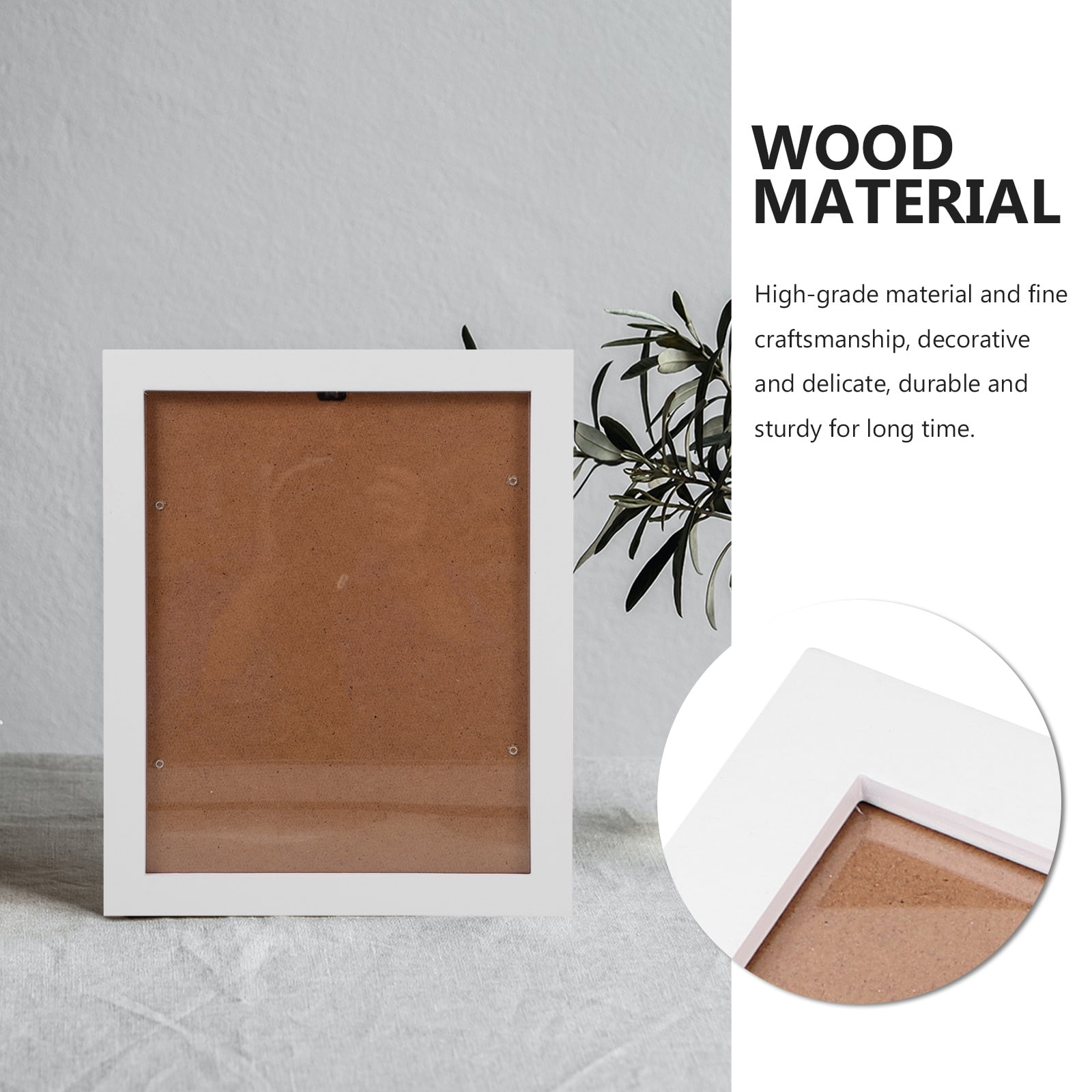 HOOWIFFY Decorative White Picture Frame for Home Use Elegant Design 8.5x11 Plastic Photo Display Frame