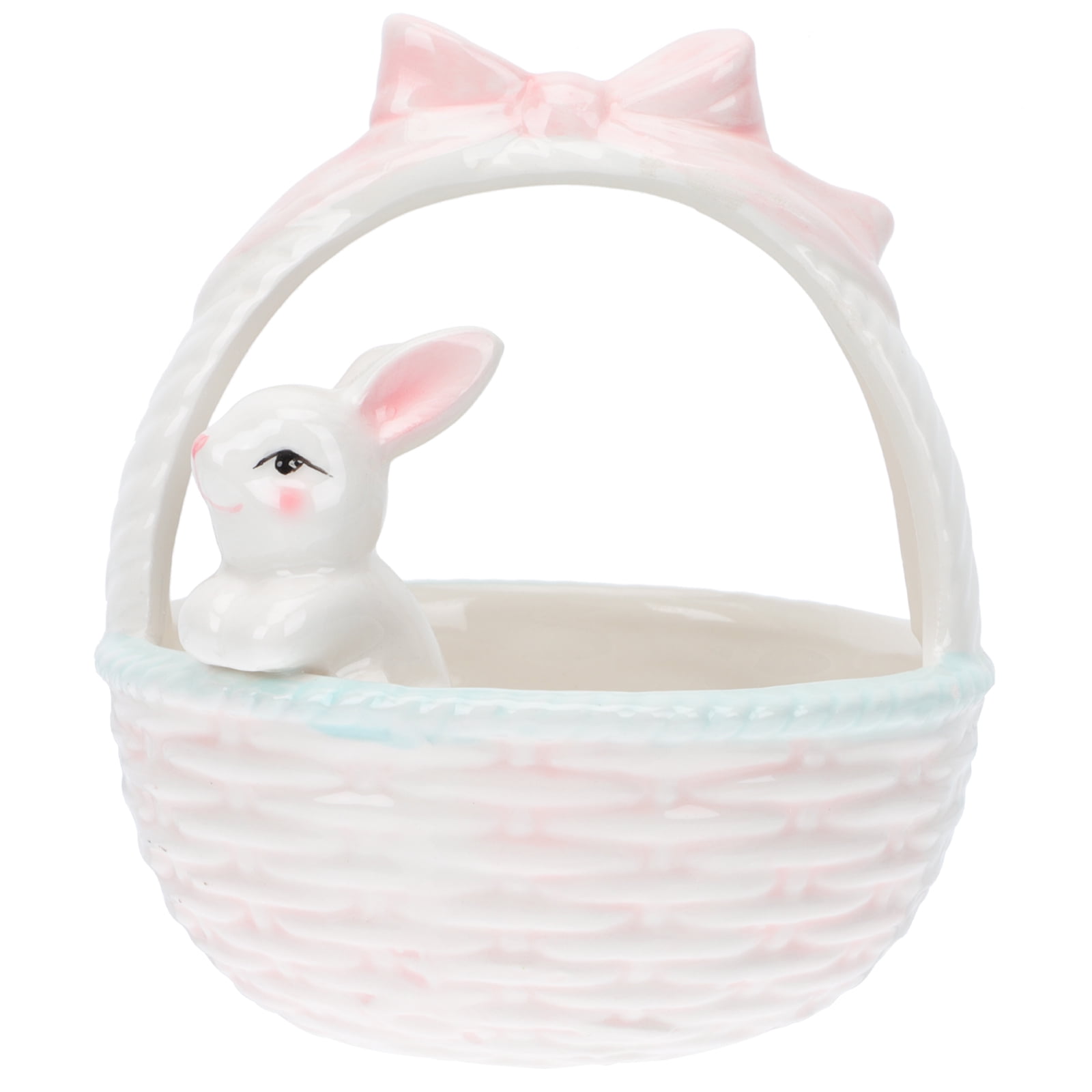 Easter Bunny Candy Dish Ceramic Basket Bowl Fruit Bowls Key Holder Ring Holder Rabbit Easter Home Desktop Decoration
