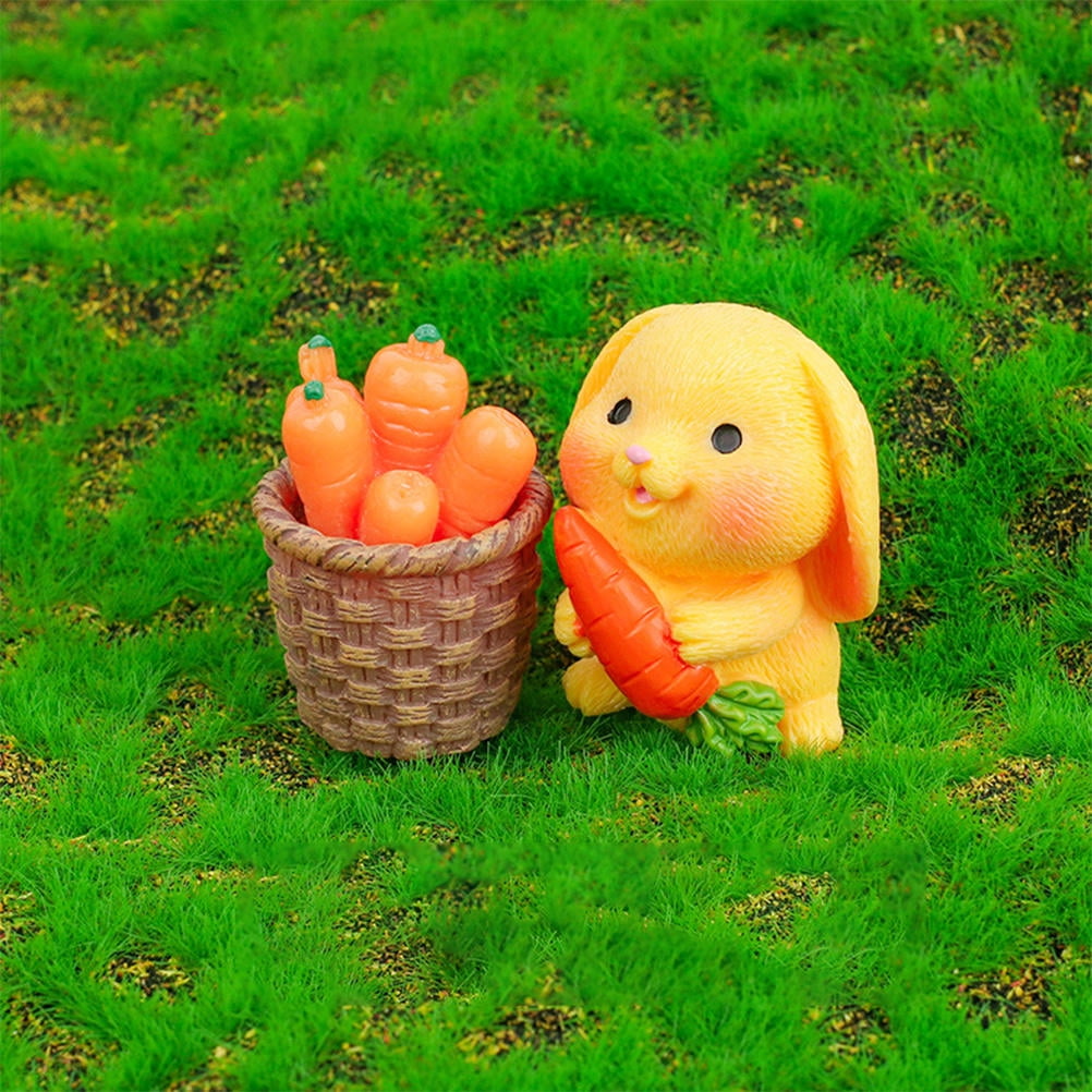 HOOWIFFY 8Pcs Resin Craft Rabbit Miniatures Yellow Bunny Figurines for Home Garden Easter Decoration HOOWIFFY 8Pcs Resin Craft Rabbit Miniatures Yellow Bunny Figurines for Home Garden Easter Decoration