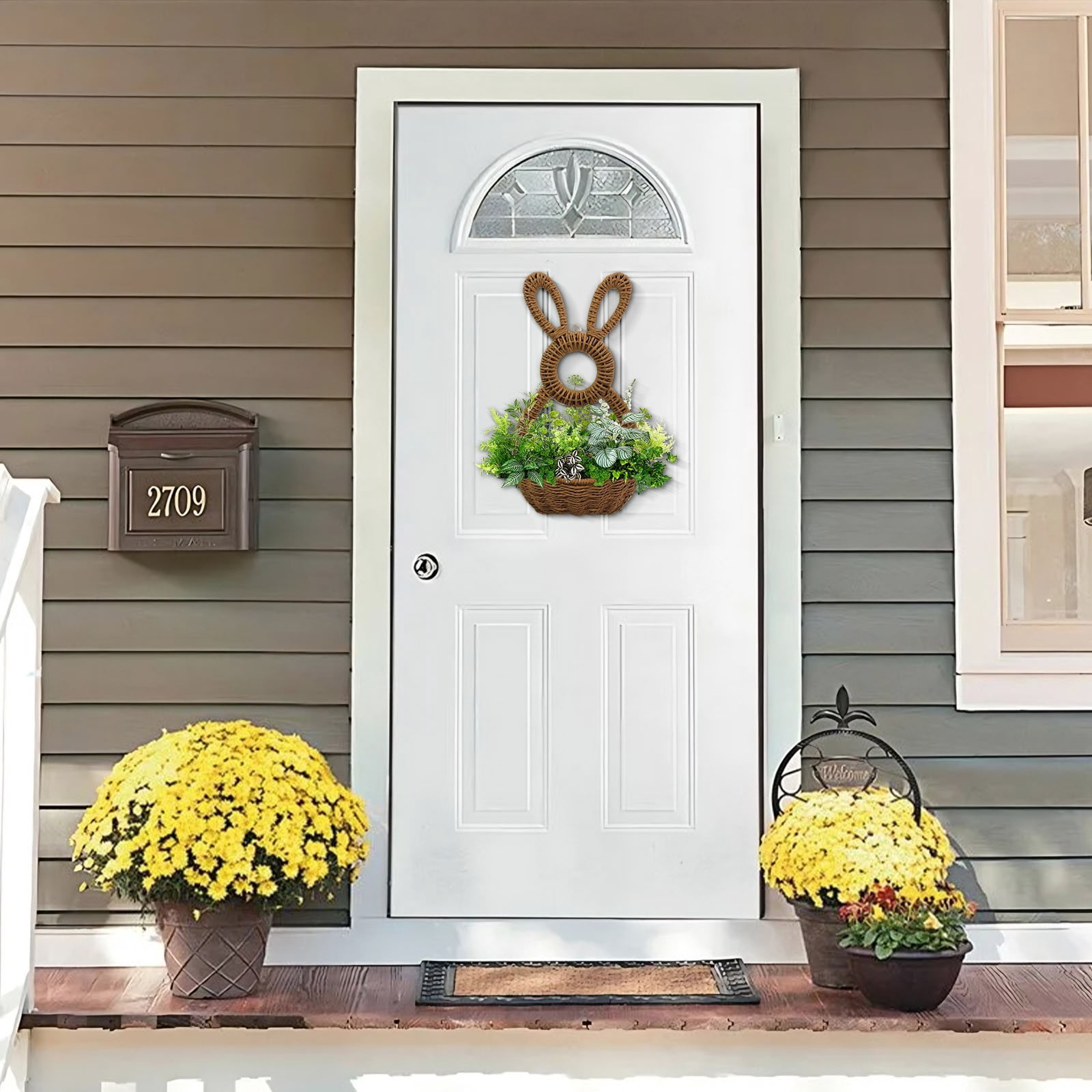 Darzheoy Bunny Basket Hanging Wall Pocket Spring Decor
