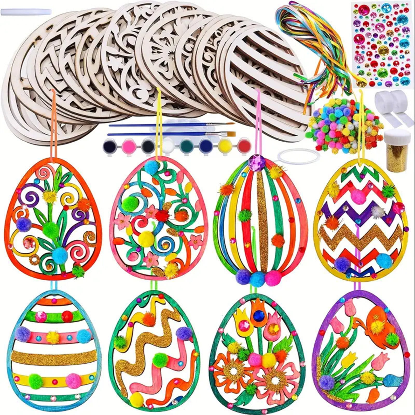 Darzheoy 20 Sets Wooden Easter Ornaments Decorations DIY Easter Craft Kits Assorted Paintable Unfinished Wood Easter Egg Ornaments for Kids Classroom Home Activity Art Color Darzheoy 20 Sets Wooden Easter Ornaments Decorations DIY Easter Craft Kits Assorted Paintable Unfinished Wood Easter Egg Ornaments for Kids Classroom Home Activity Art Color