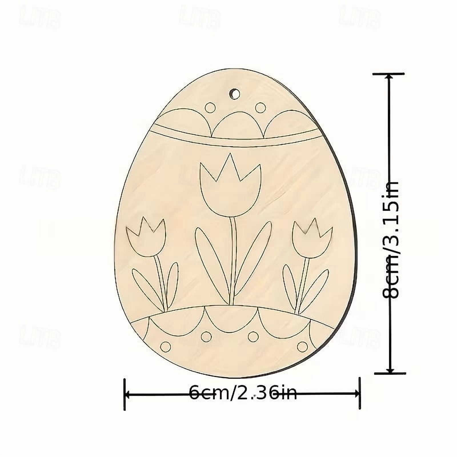 Darzheoy 20 Sets Wooden Easter Ornaments Decorations DIY Easter Craft Kits Assorted Paintable Unfinished Wood Easter Egg Ornaments for Kids Classroom Home Activity Art E