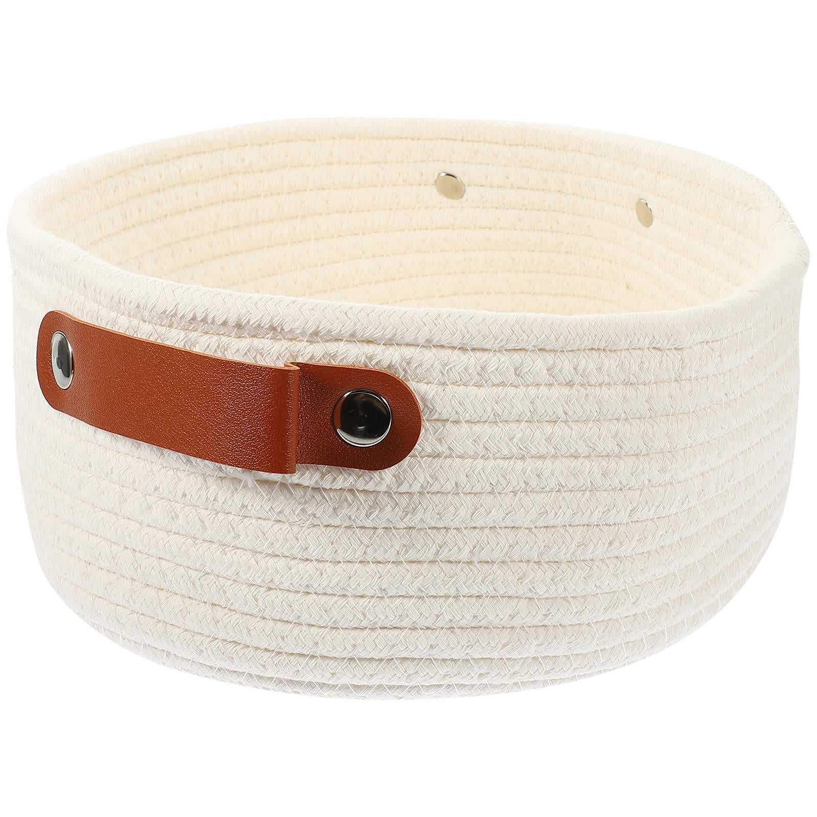 HOOWIFFY White Woven Storage Basket with Handle for Everyday Home Organization and Storage Solutions HOOWIFFY White Woven Storage Basket with Handle for Everyday Home Organization and Storage Solutions