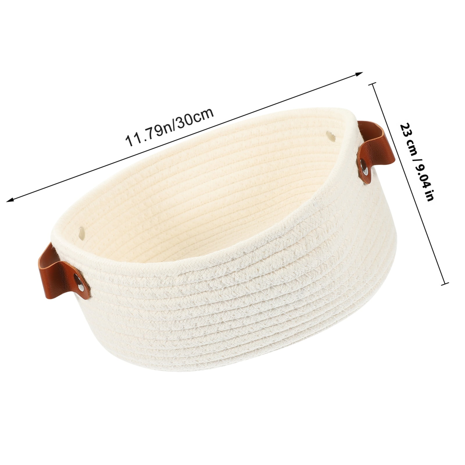 HOOWIFFY White Woven Storage Basket with Handle for Everyday Home Organization and Storage Solutions