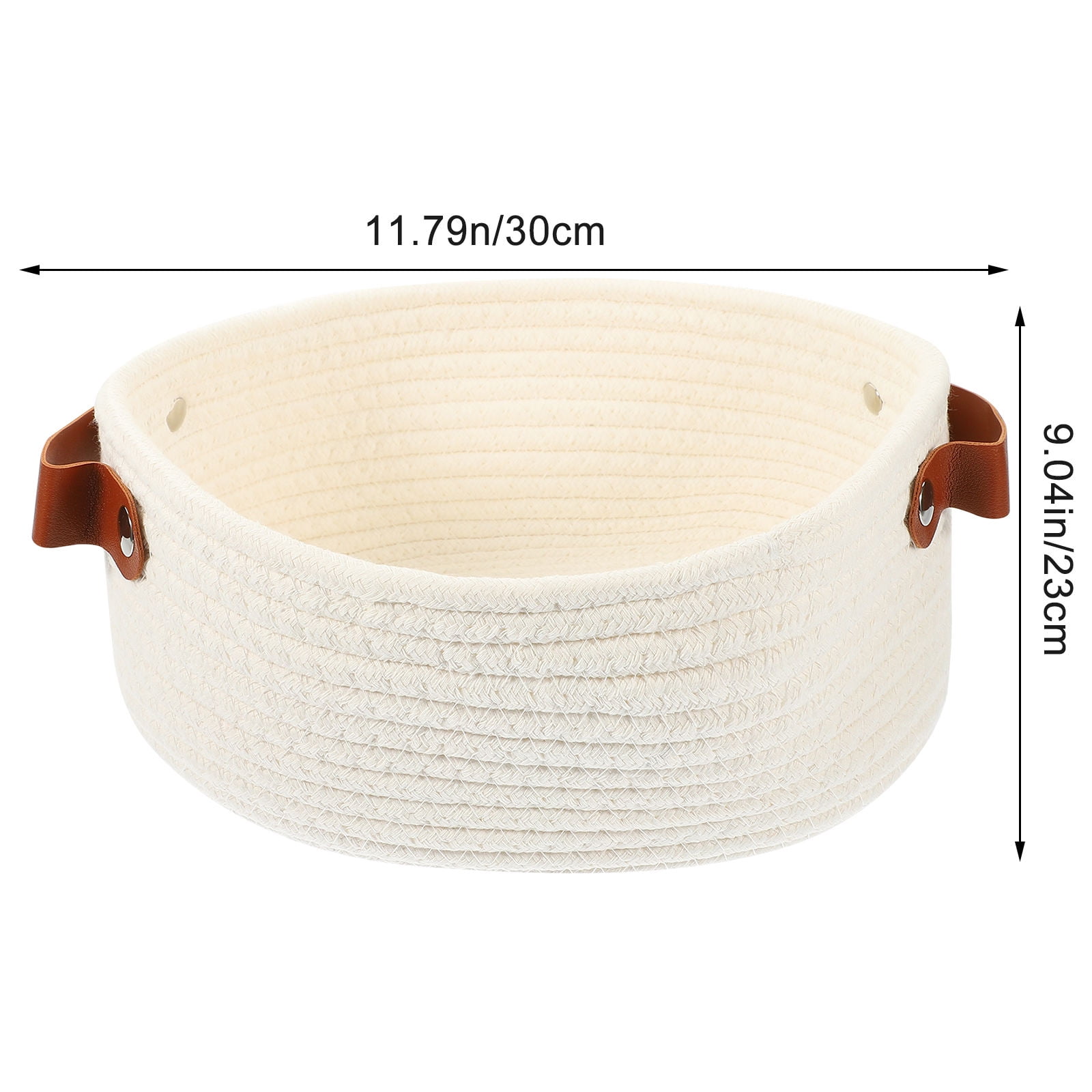 HOOWIFFY White Woven Storage Basket with Handle for Everyday Home Organization and Storage Solutions