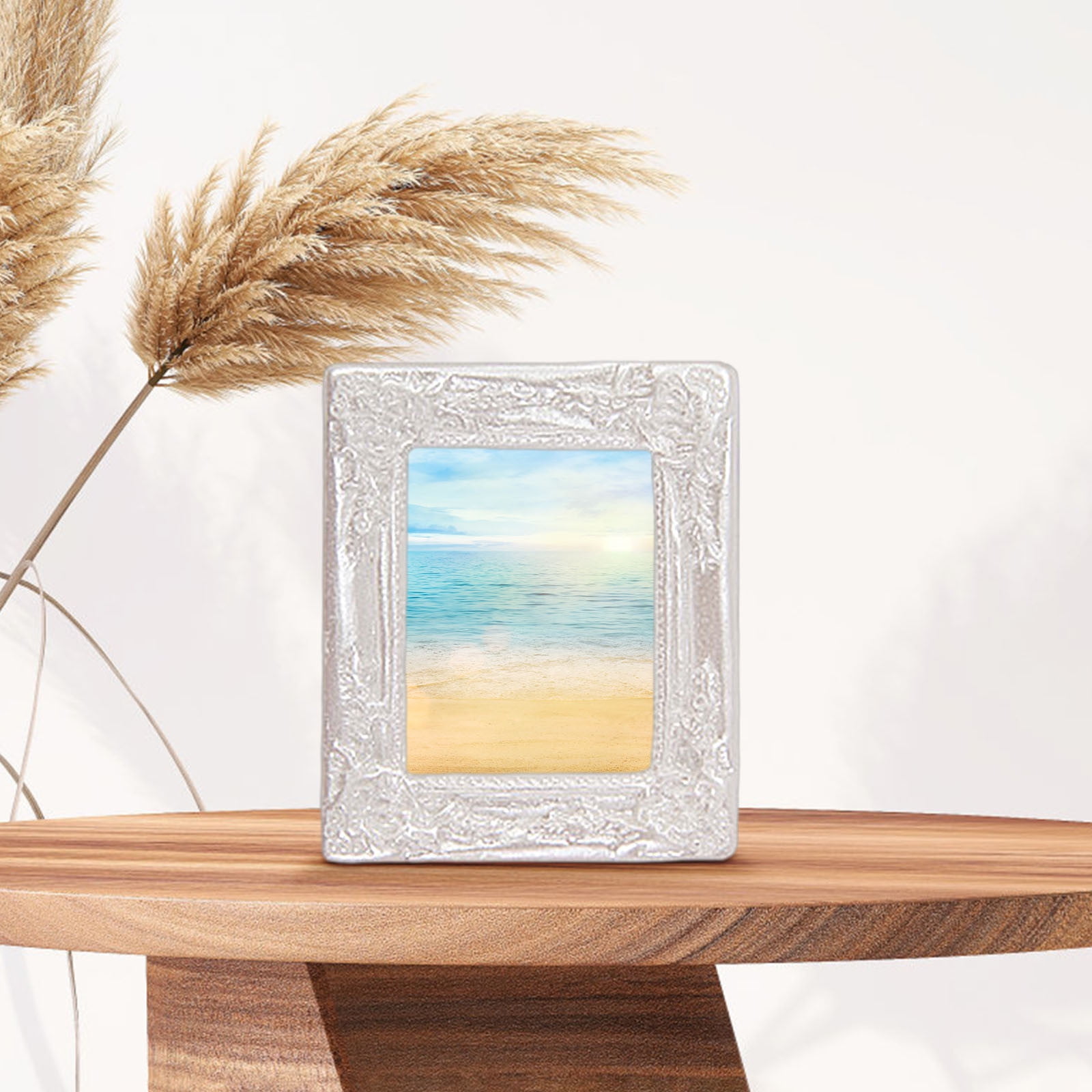 Chmadoxn Vintage Picture Frames Tiny Picture Frames Antique Photo Frame Mini Vintage Frame Ornate Resin Oval Frame Table Top Display Frame Home Wedding Decor 2×2.4 in White