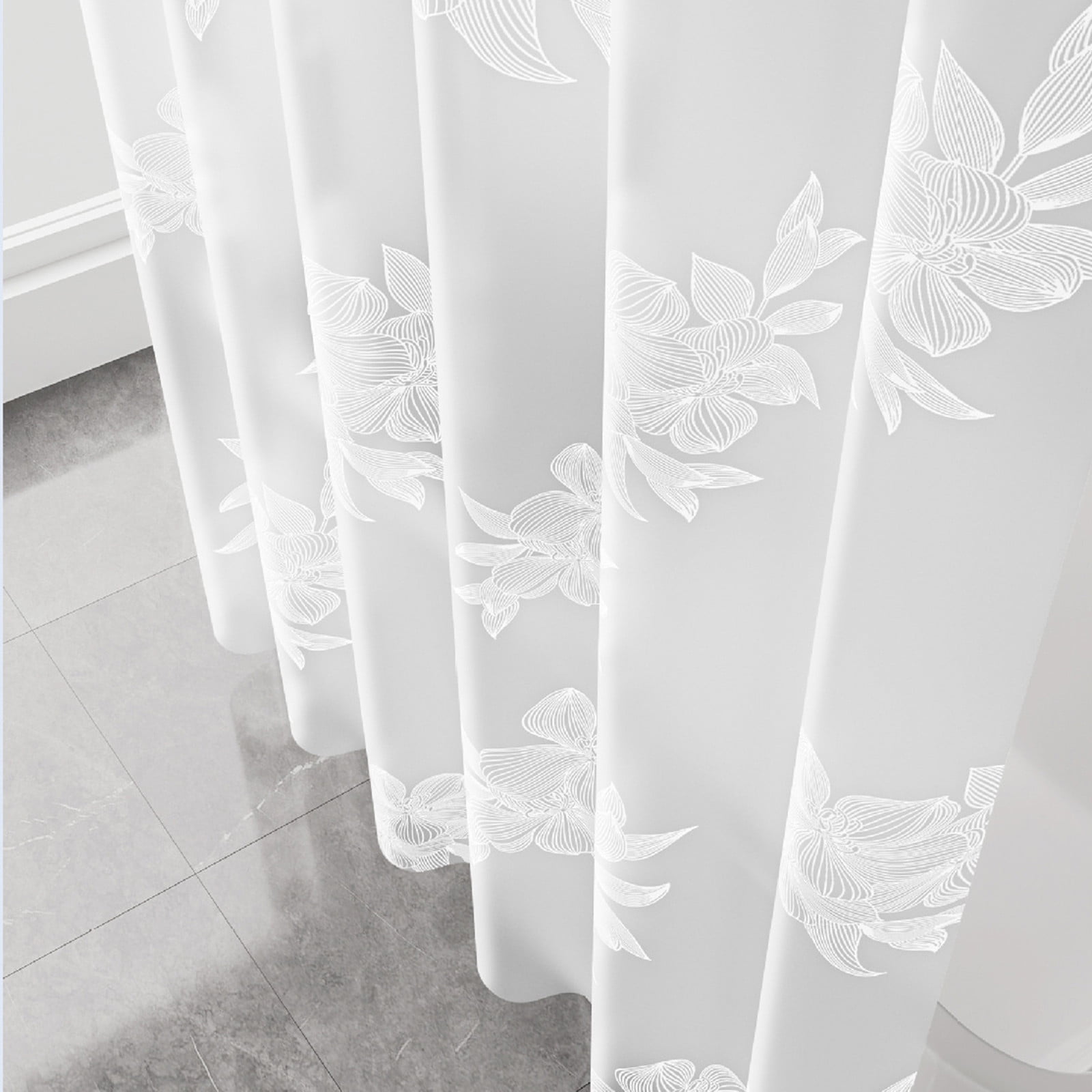 AYktou EVA Bathroom Shower Curtain Frosted Floral Waterproof Shower Curtain Line Lightweight Plastic Bathroom Shower Curtain with Weighted Magnets for Shower Stall Bathtubs 12 Hooks M A