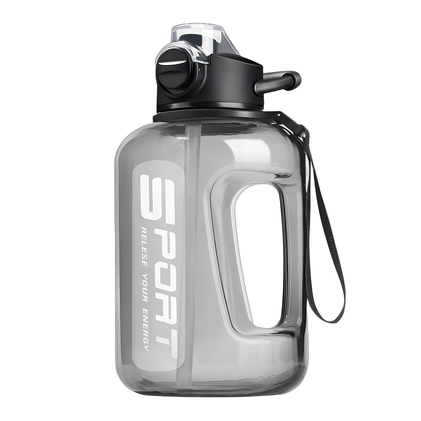 AYktou 58oz Water Bottle for All Day Hydration Big Water Bottle with Straw Measures Daily Gym Water Bottle with Handle Leakproof Sports Water Bottle for Gym Camping Outdoor(Black） Black-58oz