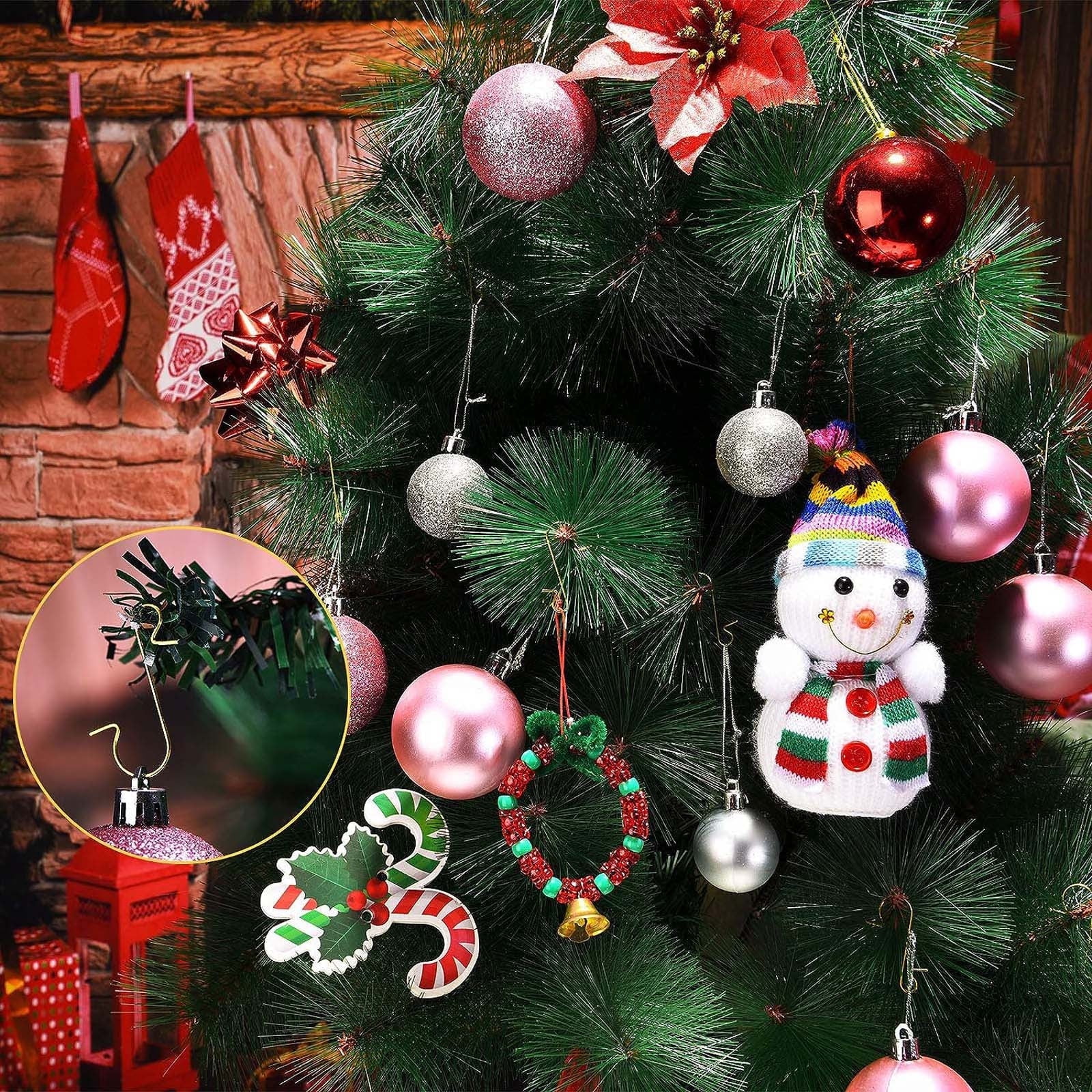 AYktou 50 Pack Christmas Ornament Hooks 0.47*1.18in Stainless Steel S-Shaped Hangers for Christmas Tree Decoration Christmas Stocking Balls Christmas Ornaments