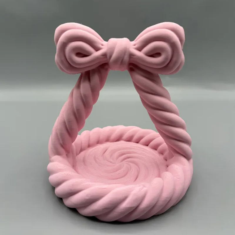 3D Printed Charming Bow Jewelry Tray - Twisted Hemp Rope Storage Tray