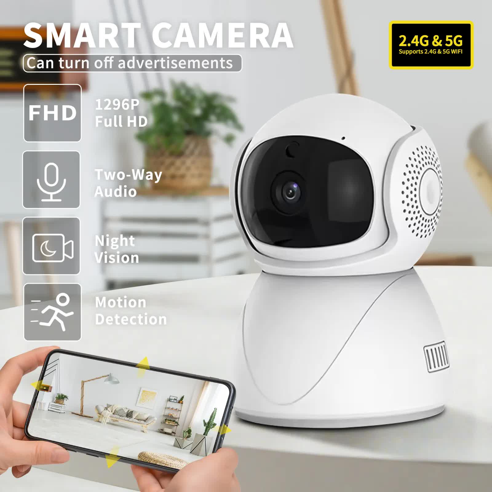3MP dual lens security camera, suitable for home indoor and outdoor use, full-color high-definition night time, live alarm, 2-channel audio, supports 5G&2.4G WiFi, remote control through mobile app, ideal for home security and pet monitoring