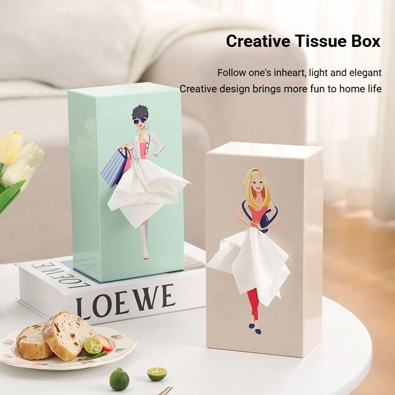 Charming White Peach Pink Princess Tissue Box Holder