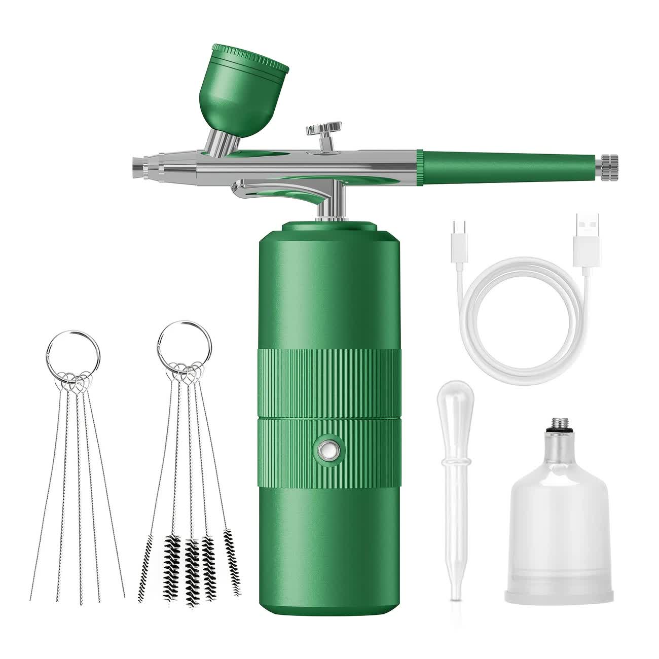 Green Portable Wireless Airbrush Kit, Versatile for Nail Art, Painting, Makeup, and Model Making
