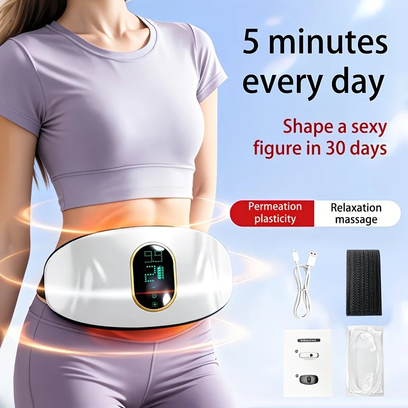 WHITE Portable Multi-function Abdominal and Leg Massager. USB-powered rechargeable lithium battery, 36V voltage. 5 minutes daily for core strengthening, waist slimming, postpartum recovery. An ideal gift for women.
