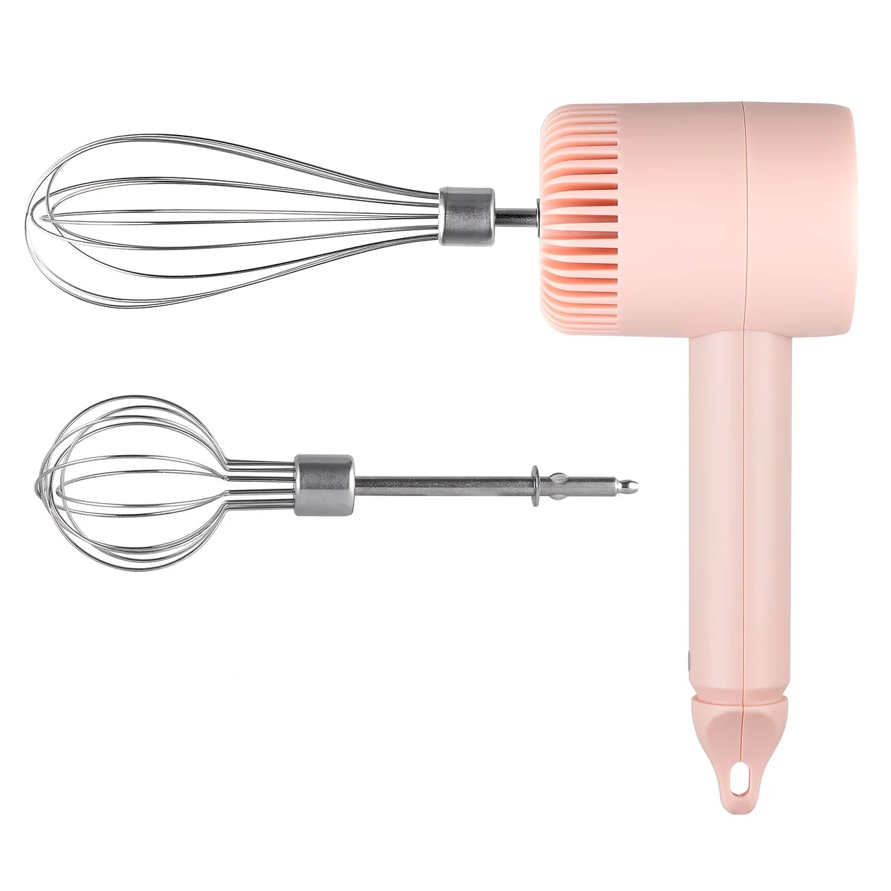 Pink Wireless charging handheld mixer, 30W with three-speed settings. Dual whisk heads designed for whipping eggs, cream, and batter. Suitable for both kitchen and outdoor use, also an ideal gift.