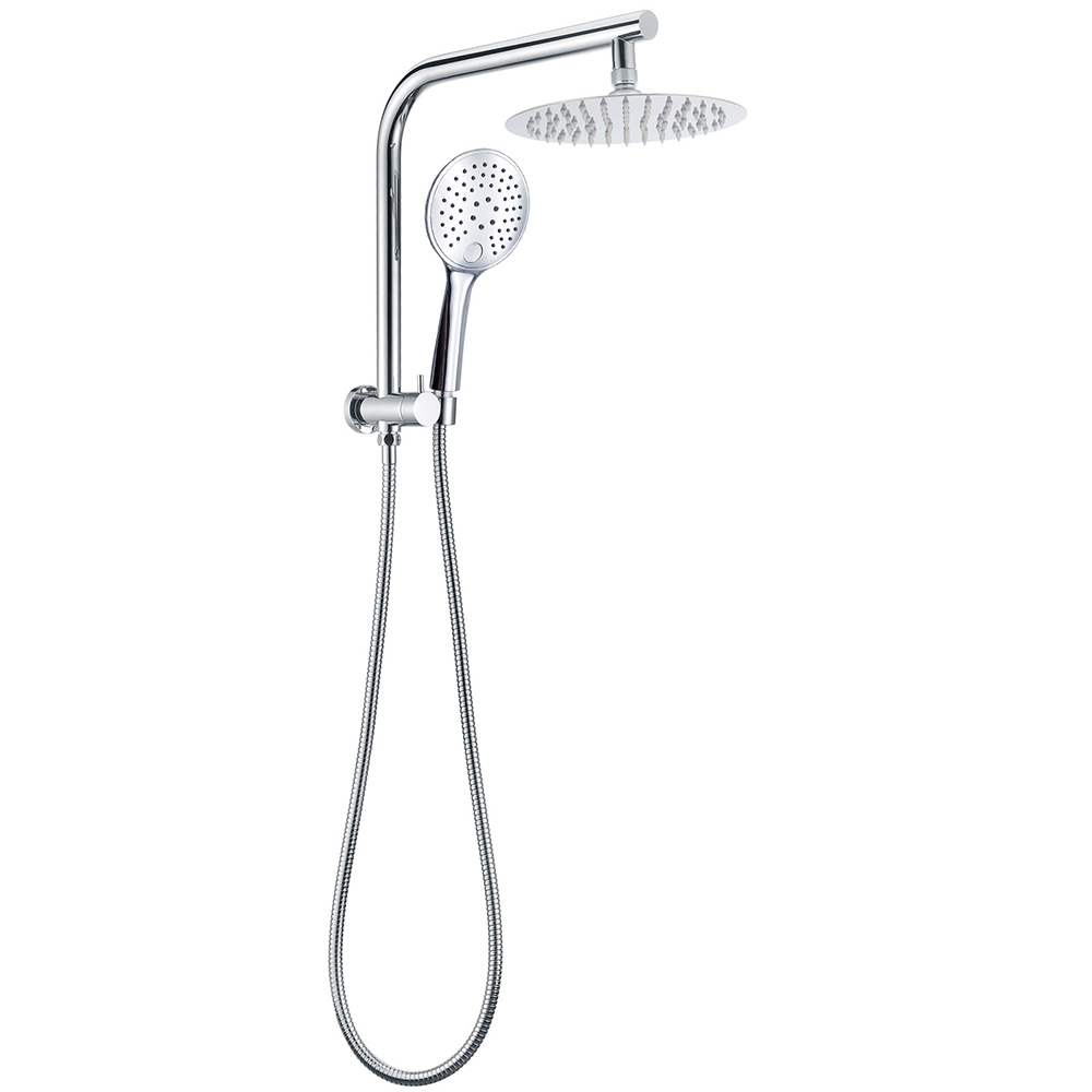 WELS Twin Shower Set 8" Rain Head 3 Modes Handheld Switch Diverter Gooseneck Wall Arm