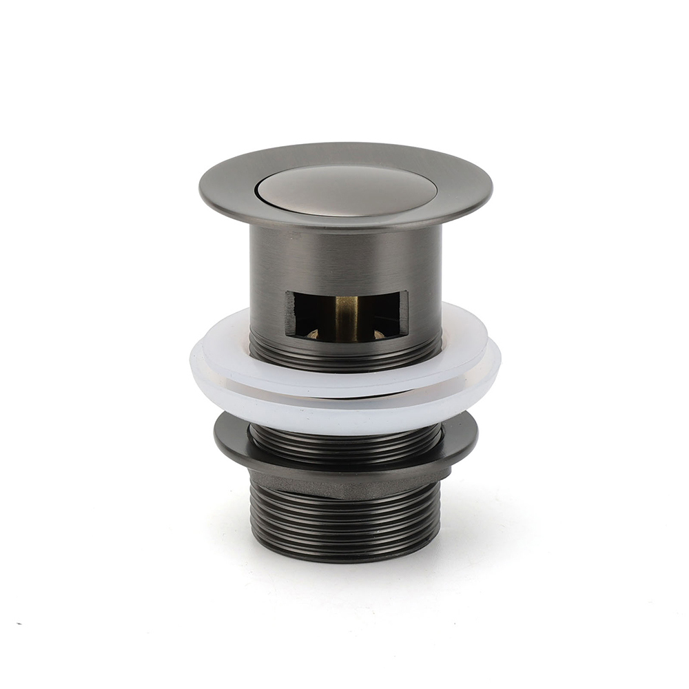Gun Metal Brass 32mm Push Pop Up Plug Overflow Basin Sink Drain Outlet Waste Kit