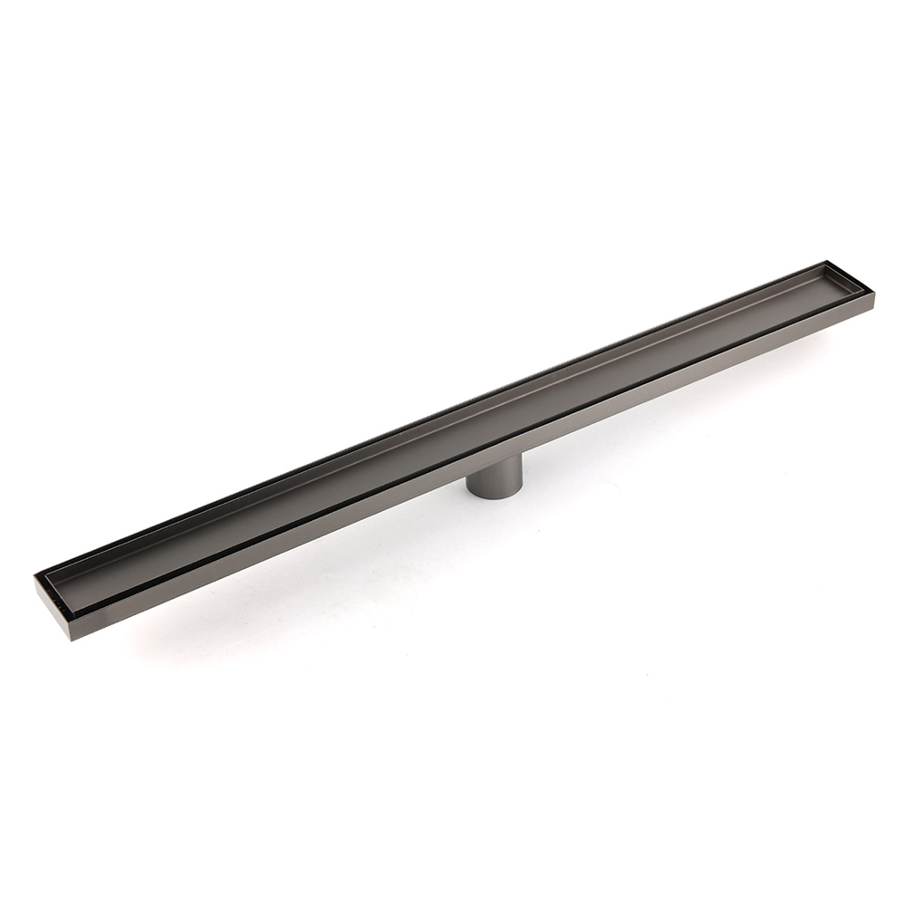 Gun Metal Bathroom Tile Insert 800mm Linear Shower Grate Floor Drain 50mm Waste