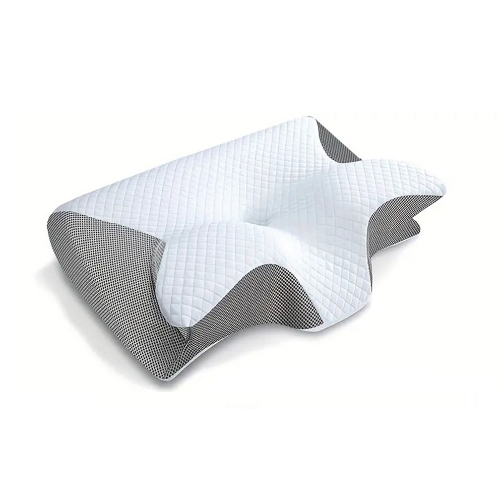 Viscoelastic Neck Pillow, Ergonomic Contour 2-in-1 Neck Pain Orthopedic Pillow, Contour Support Pillow, 1 Piece Light Gray Light gray No,