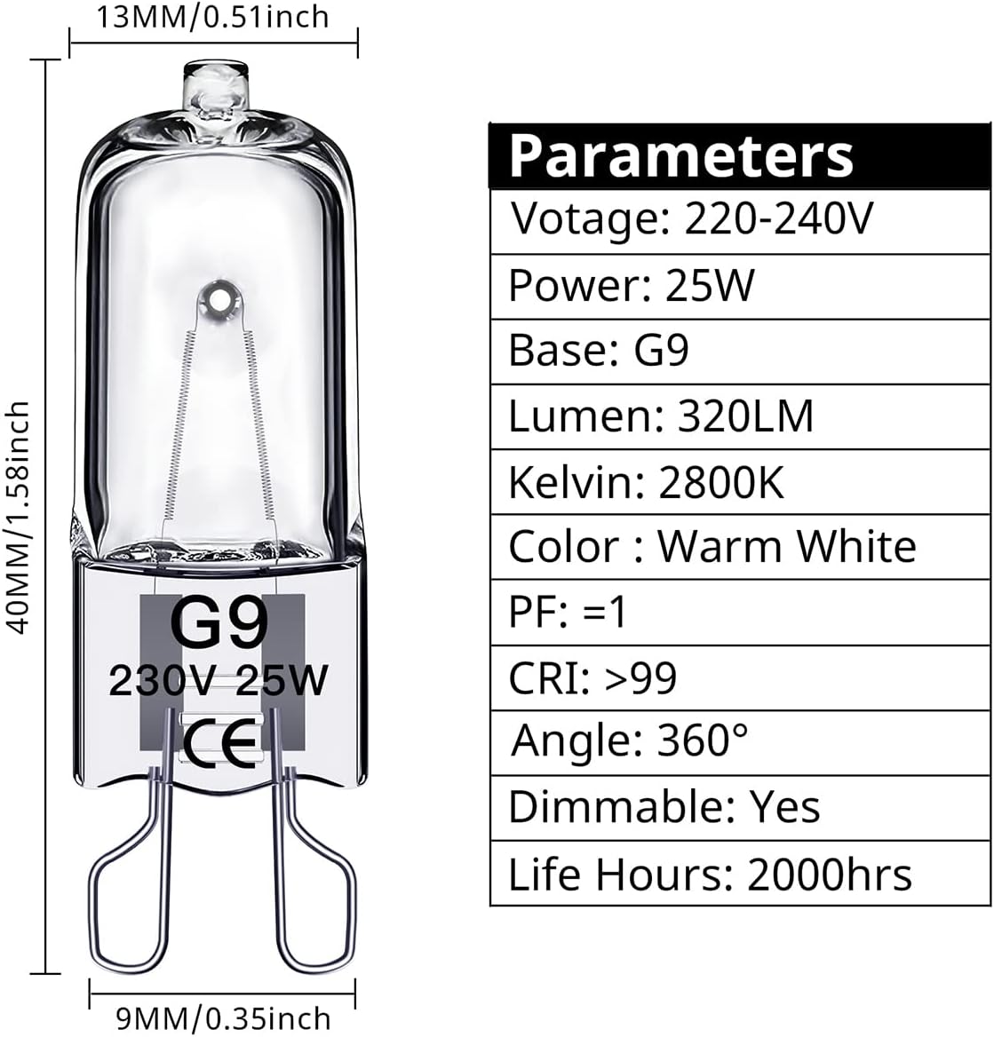 G9 halogen bulbs 60W