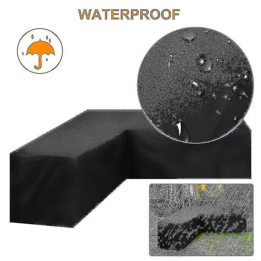 12 Sizes L-Shape All-Weather Cover Waterproof Rattan Corner Furniture Protector Garden Patio Outdoor Sofa Cover Dust Cover300*300*98cm