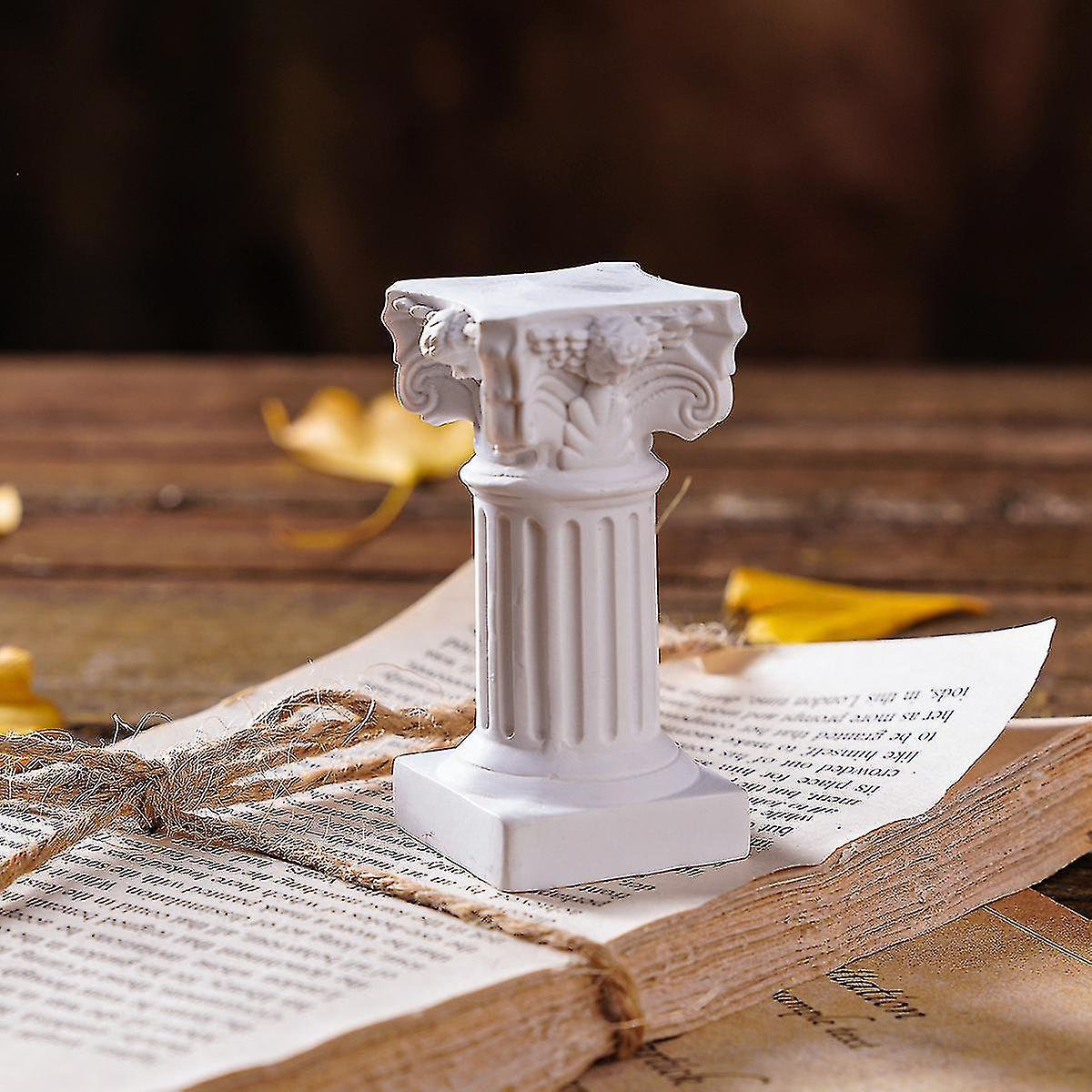White Roman Pillar Greek Pillar Statue Indoor and Outdoor Modern Style Mini Resin Decoration (1 pc