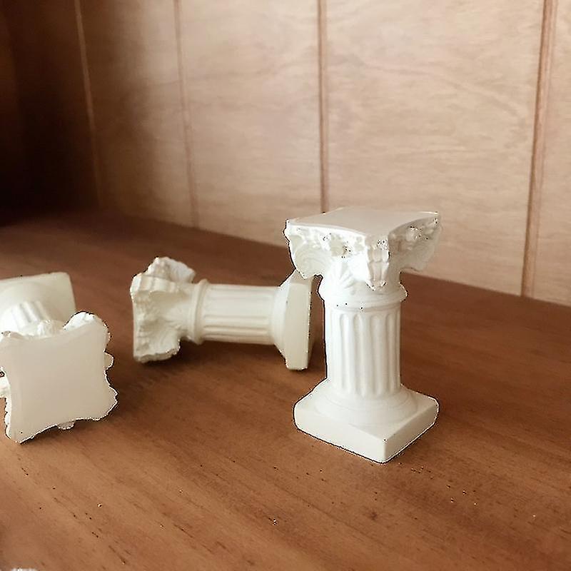 White Roman Pillar Greek Pillar Statue Indoor and Outdoor Modern Style Mini Resin Decoration (1 pc
