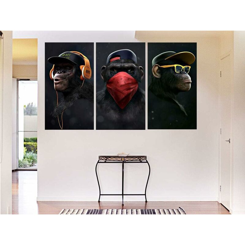 Wise Monkeys Wall Art on Canvas - Modern Home Decor - 30 x 50 cm