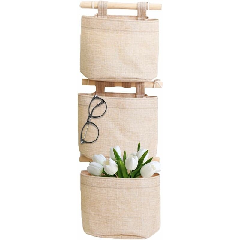 Hanging Storage Bag with Pockets 3 Layers Cotton Linen Canvas Hanging Storage Bag on Wall Door Organizer for Bedroom Bathroom Hanging Storage Bag with Pockets 3 Layers Cotton Linen Canvas Hanging Storage Bag on Wall Door Organizer for Bedroom Bathroom