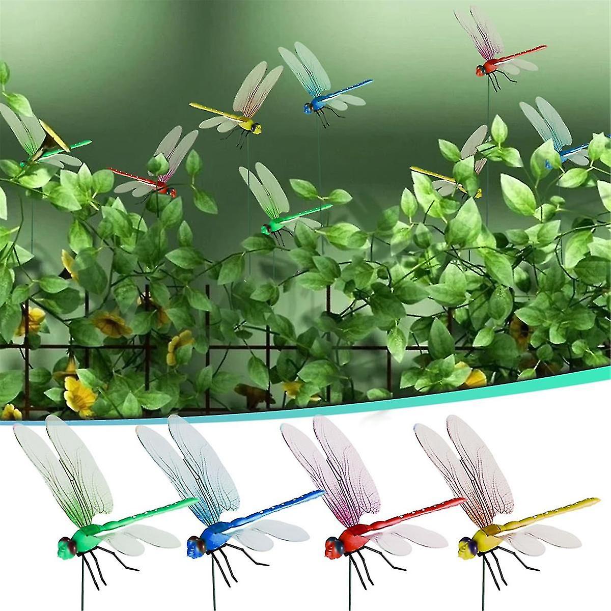 2024 12pcs Artificial Dragonfly Clips for Outdoor Use 3D Dragonfly Decor Gardening