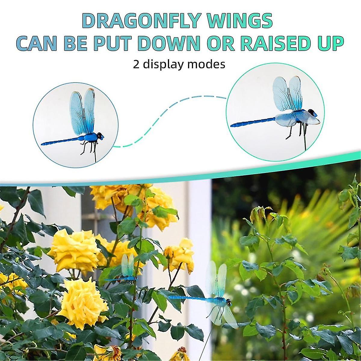 2024 12pcs Artificial Dragonfly Clips for Outdoor Use 3D Dragonfly Decor Gardening