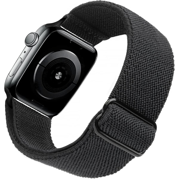 Stretchy Watch Strap Compatible with Apple Watch Band 41mm 40mm 38mm Comfortable Adjustable Sports Band for Women Men - Black_max