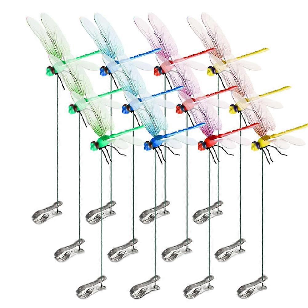 12pcs Artificial Dragonfly Clips for Outdoor Use 3D Dragonfly Decor Gardening 12pcs Artificial Dragonfly Clips for Outdoor Use 3D Dragonfly Decor Gardening