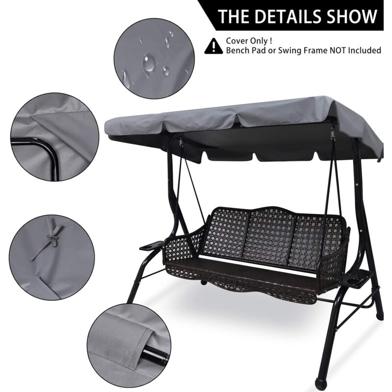 Universal Waterproof Swing Cover Replacement for 3-Seater Garden Swing