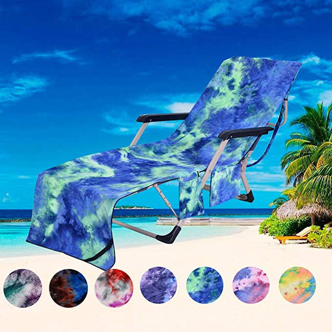 Beach Chair Cover with Side Pockets for Sunbathing